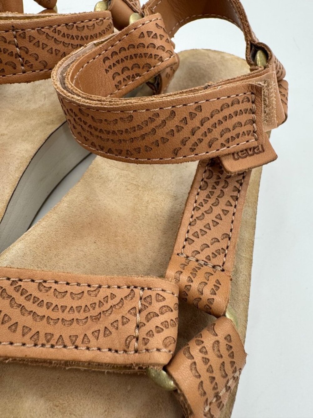 Teva Womens Size 5 Leather Midform Universal Geometric Strap Sandals Comfort Wal - Picture 7 of 8